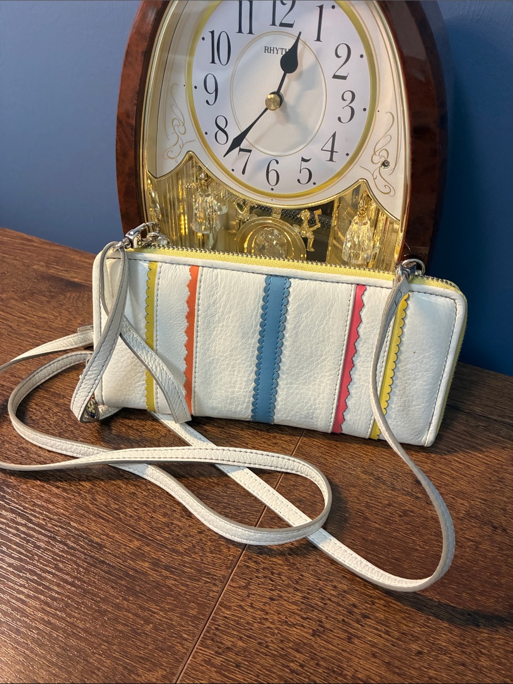 Brighton White Multi-Stripe Crossbody Wallet